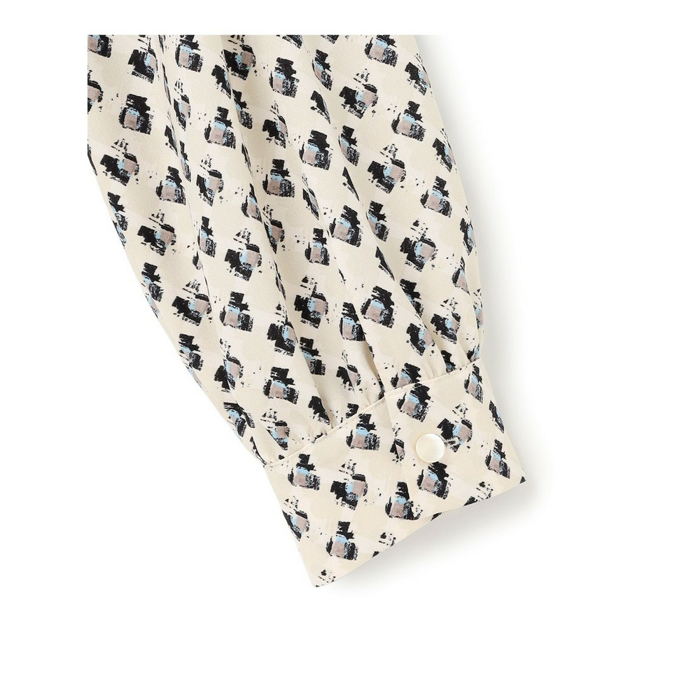 モダンアートプリントギャザーブラウス12