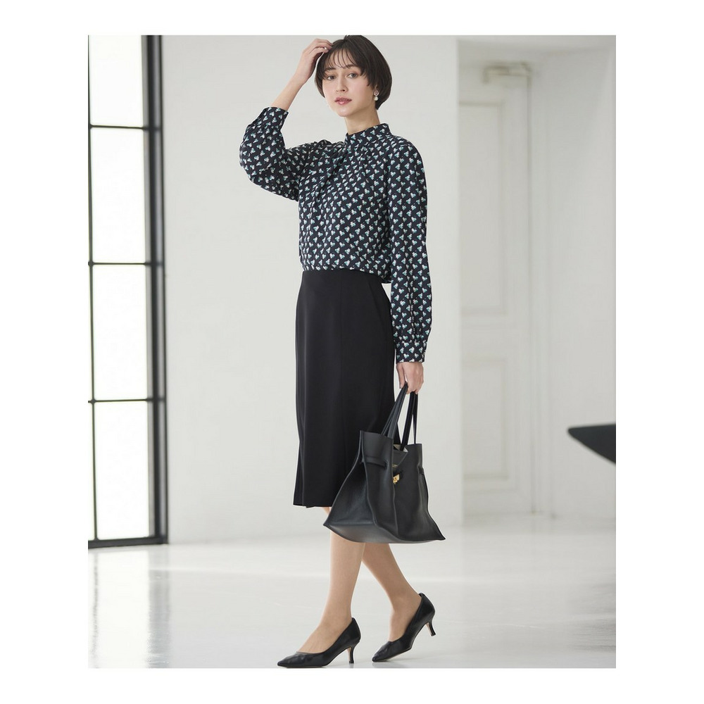 モダンアートプリントギャザーブラウス2