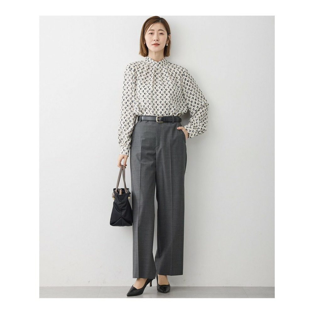 モダンアートプリントギャザーブラウス6