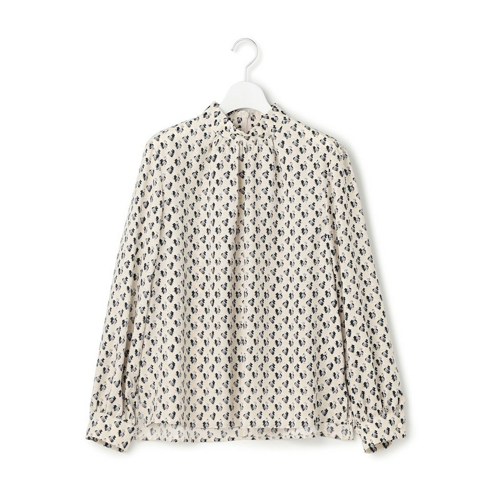 モダンアートプリントギャザーブラウス8