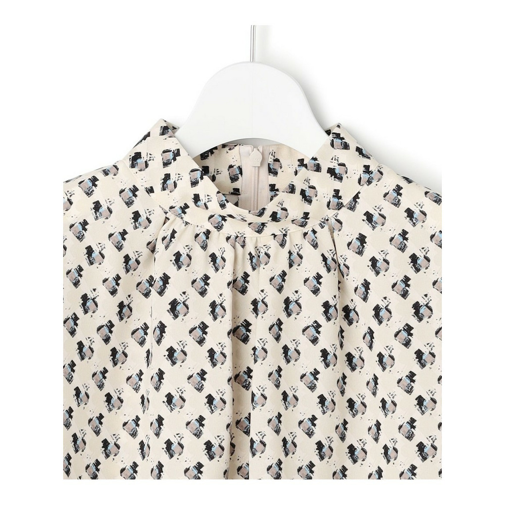 モダンアートプリントギャザーブラウス9