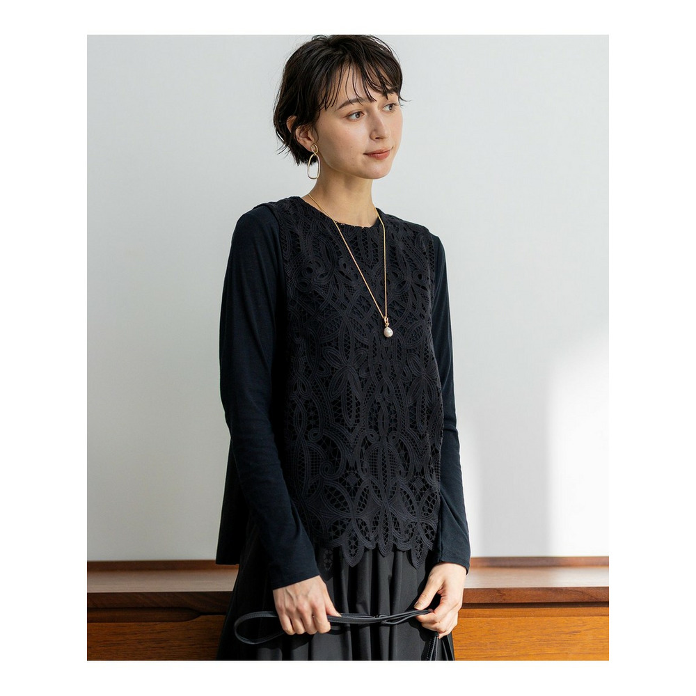 【一部先行予約】エンブロイダリーレース ニットベスト
