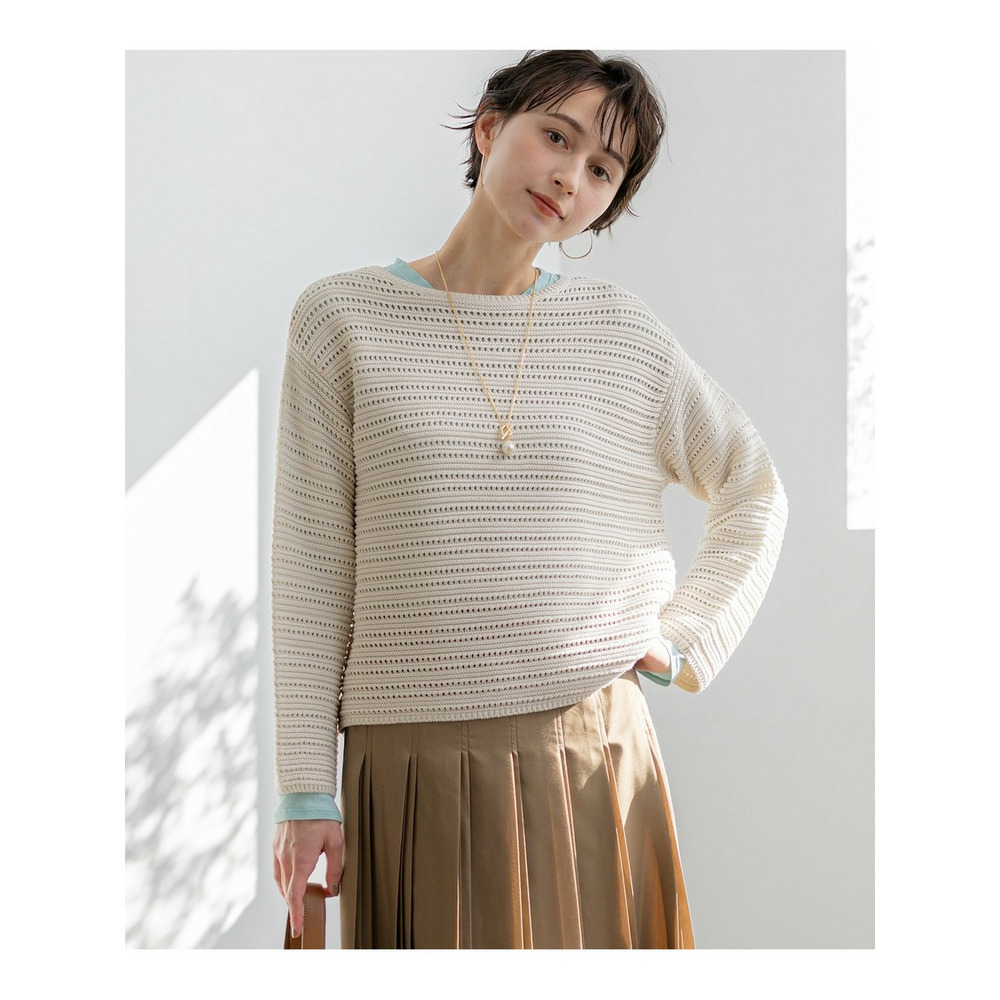 コットンギマ ボートネック ニット1