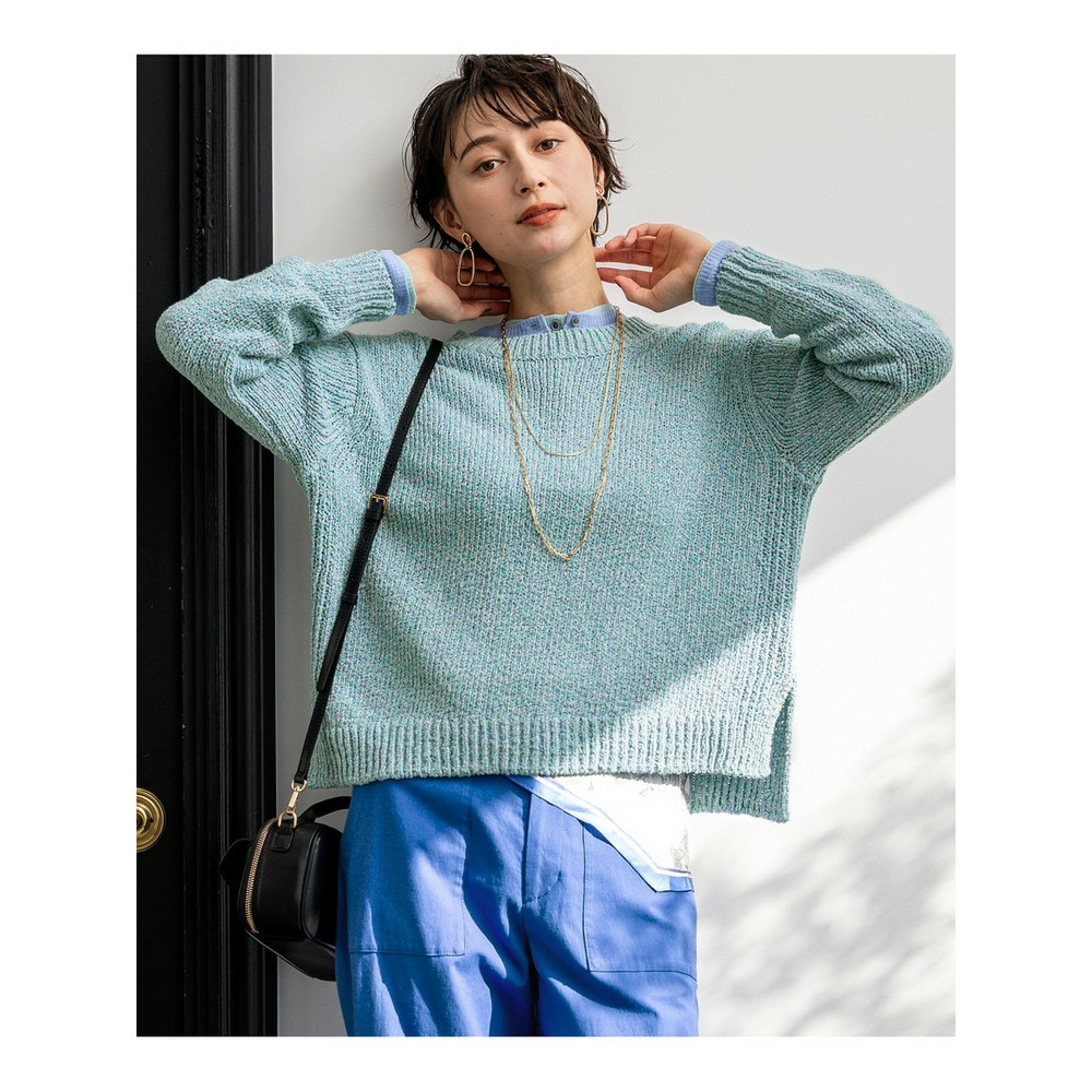 コットンコードミックス クロップド ニット