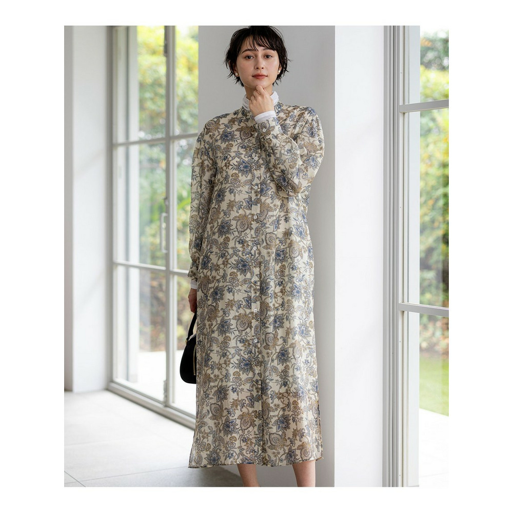 Ericaキャラコ  ペイズリープリント シャツワンピース