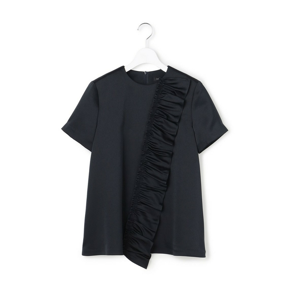 【APPLAUDIR】クリアダブルサテン フリルデザイン ブラウス1