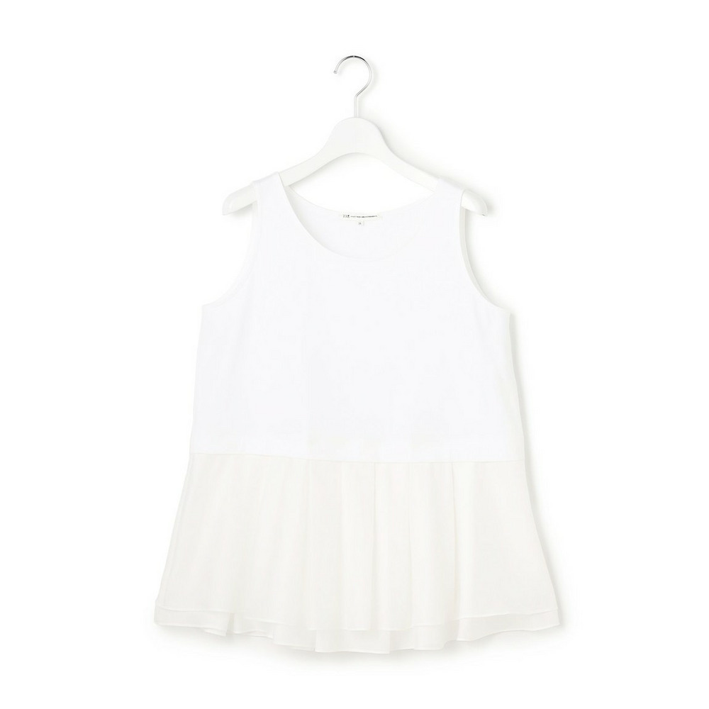 ナチュラルコットンベア シアーペプラム タンクトップ