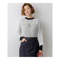 カットジャカードコンビ シアー ブラウス