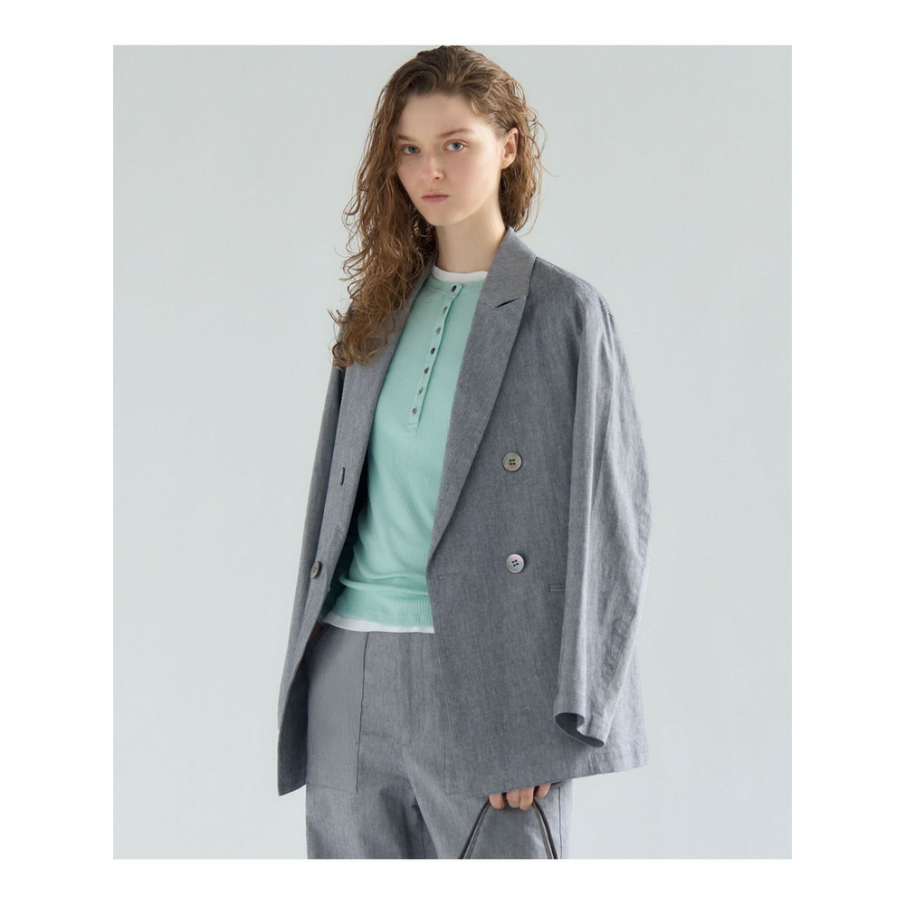 スラブツイルストレッチ オーバーサイズ ダブルジャケット