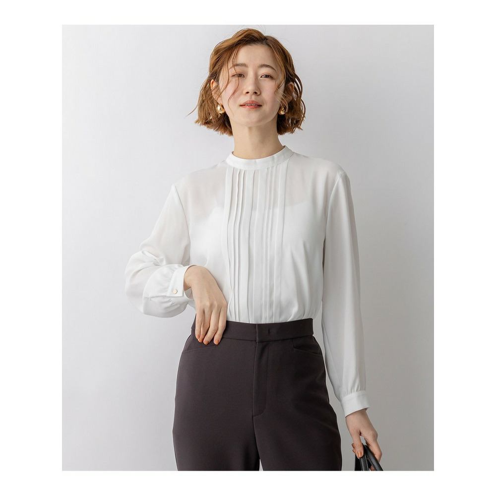 バックサテンアムンゼン フロントタックブラウス