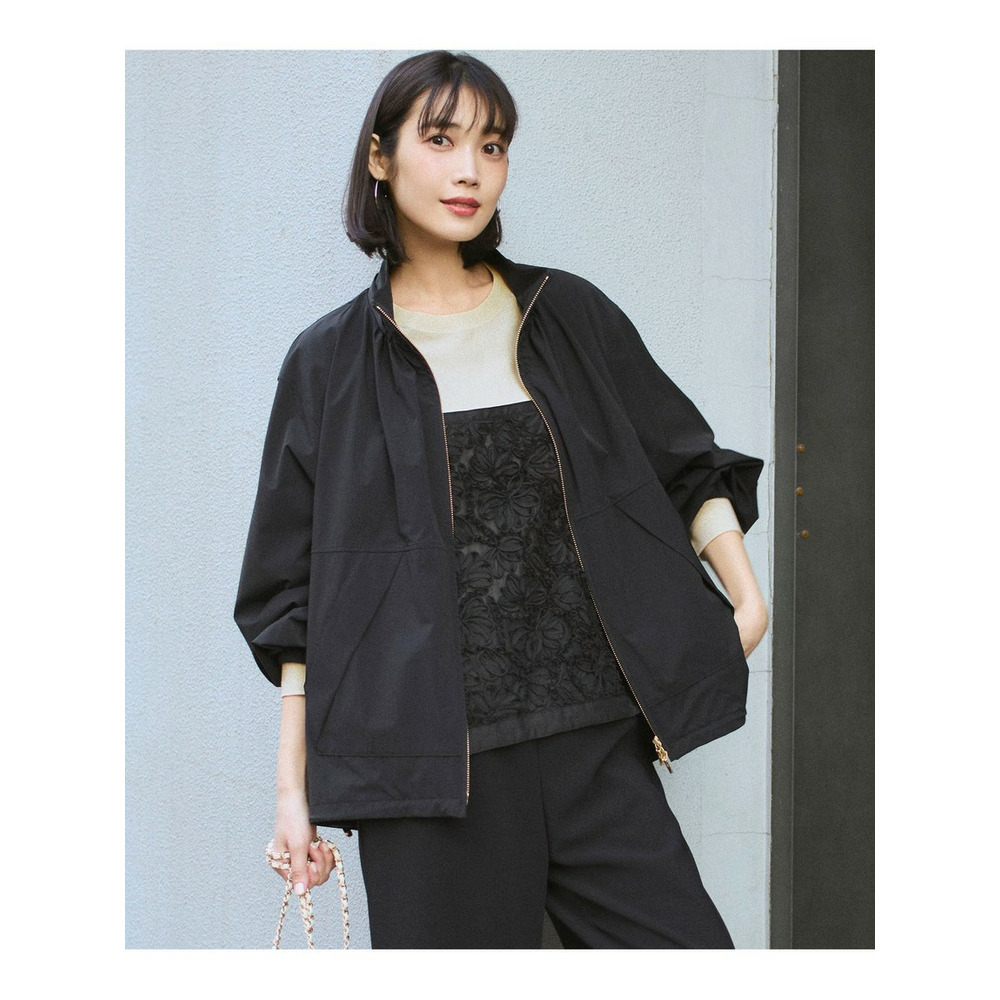 2WAY ストレッチタフタ ボリュームスリーブブルゾン
