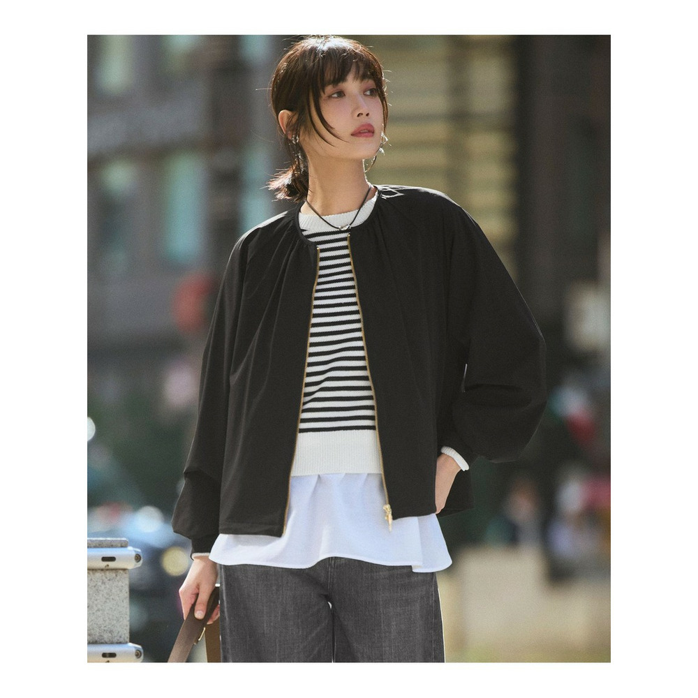 2WAYストレッチタフタ ギャザーブルゾン1