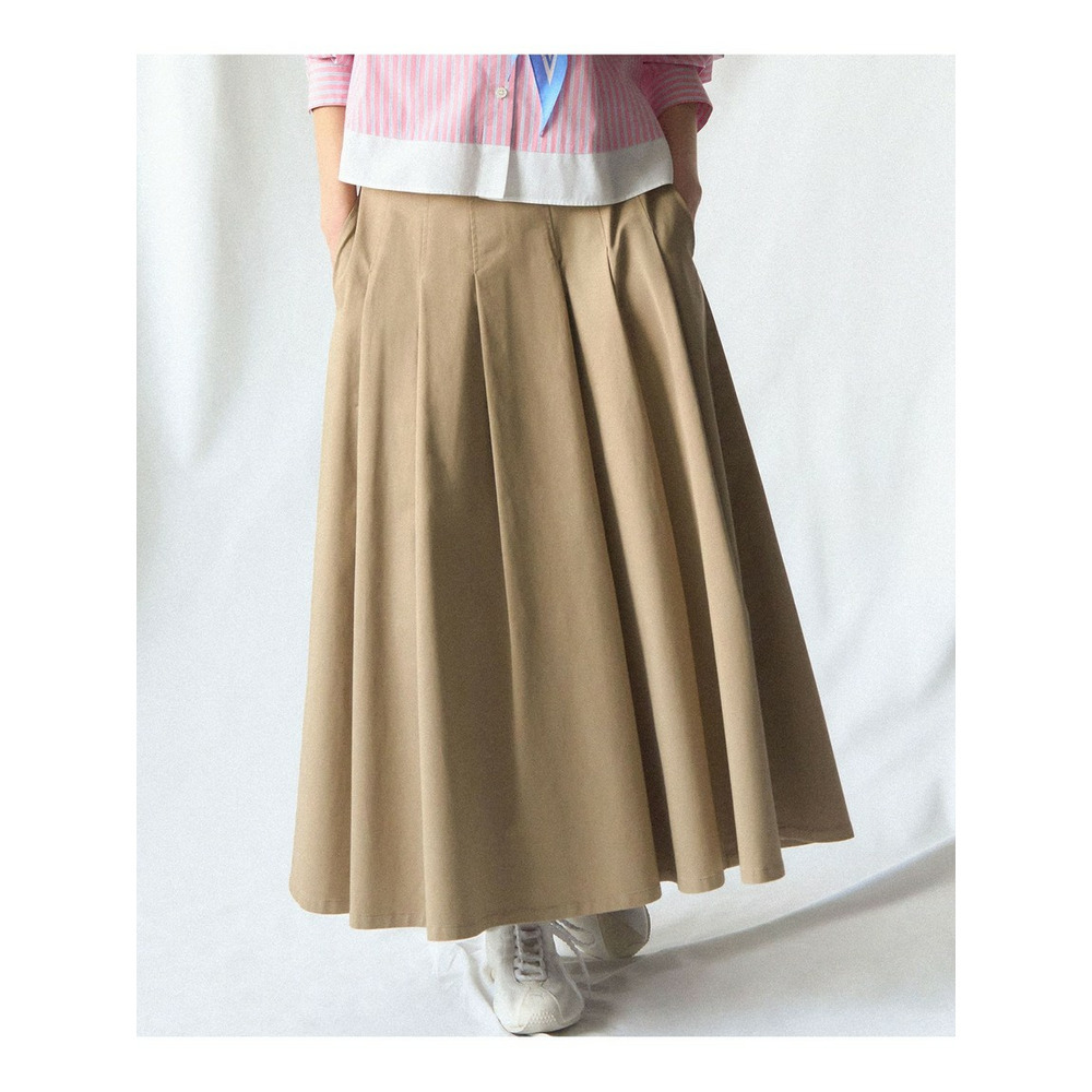 ストレッチギャバ チノ タックフレアスカート