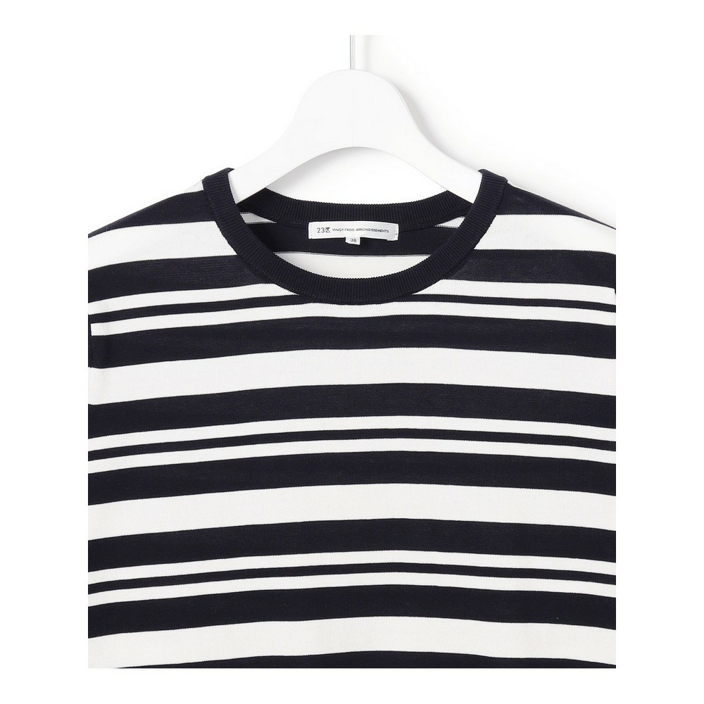 プレミアムビオコットン クルーネック ボーダー ニット7