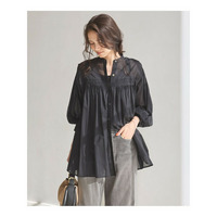 【SLOW/一部店舗限定】コットンボイル ギャザー ブラウス