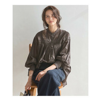 【SLOW/一部店舗限定】コットンボイル ギャザー ブラウス