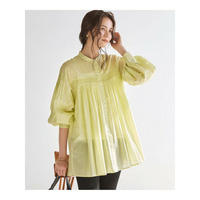 【SLOW/一部店舗限定】コットンボイル ギャザー ブラウス