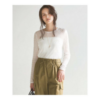 【SLOW/一部店舗限定】リンクルレース シアー カットソー