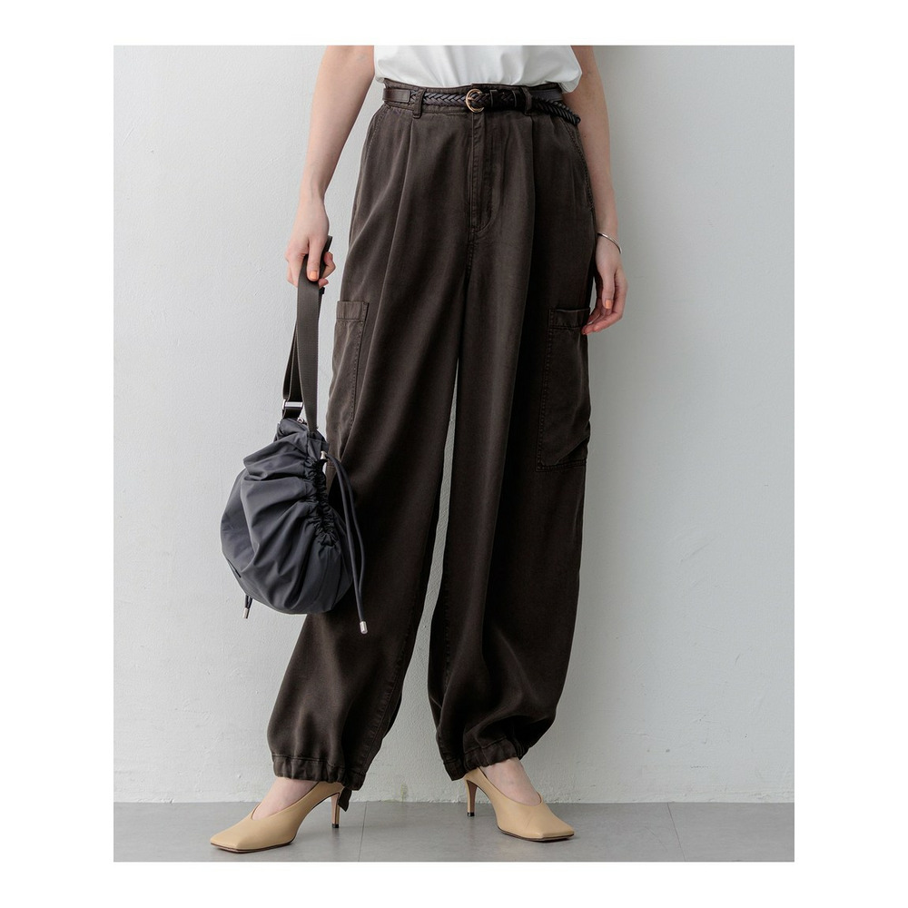 【SLOW/一部店舗限定】ガーメントツイル ワイドタック パンツ