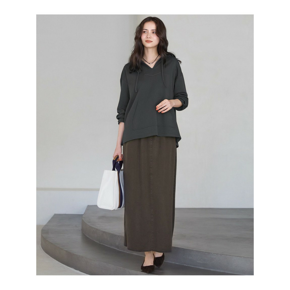 【SLOW/一部店舗限定】ガーメントツイル セミフレア スカート6