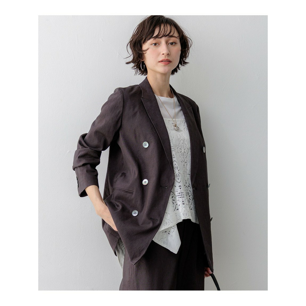 【CanCam掲載】リネンレーヨンストレッチ ダブルジャケット