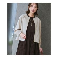 リネンレーヨンストレッチ ノーカラー ブルゾン