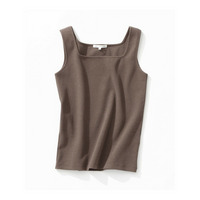 シャイニーリブ スクエアネック タンクトップ