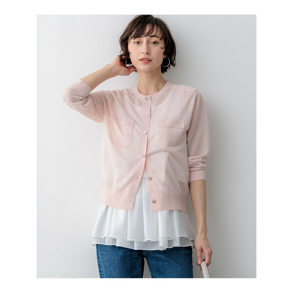 【一部先行予約/WEB&一部店舗限定カラーあり】シャイニーシアー フラップポケット カーディガン1