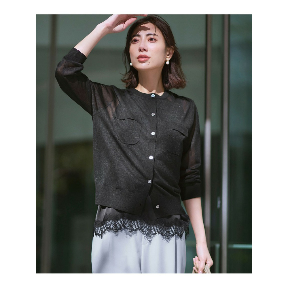 【一部先行予約/WEB&一部店舗限定カラーあり】シャイニーシアー フラップポケット カーディガン1