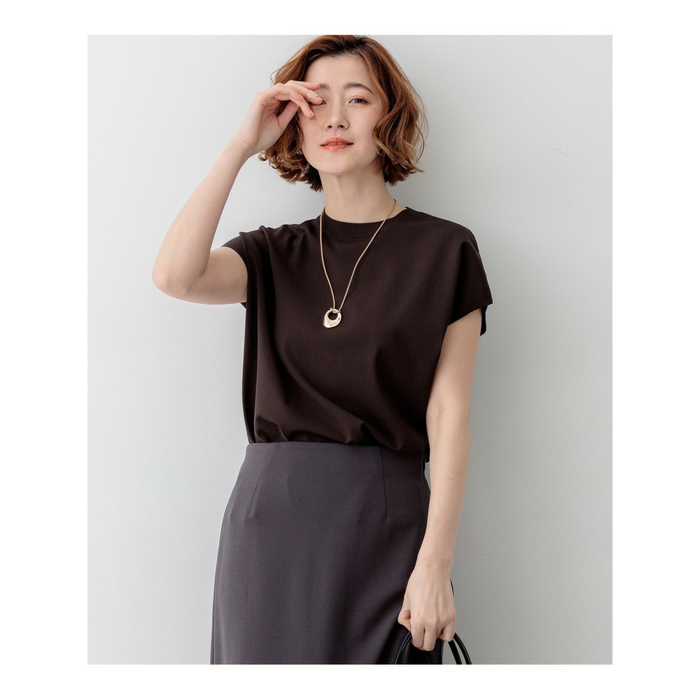 レーヨンポリエステルストレッチ フレンチスリーブ ニット