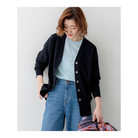 レーヨンポリエステルストレッチ Vネック カーディガン