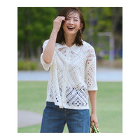 エンブロイダリーレース ポロ ニット