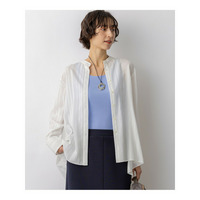 ドビーストライプ バックタック フレアブラウス