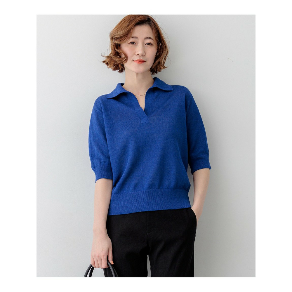 【CanCam掲載】ピュアリネン スキッパー ポロニット1