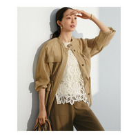 【Oggi掲載/見上愛さん着用】リネンミックスシアースラブ ミリタリー シャツジャケット