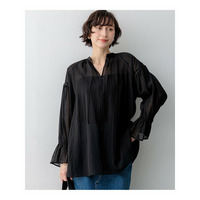 リネンミックスシアースラブ ギャザーブラウス