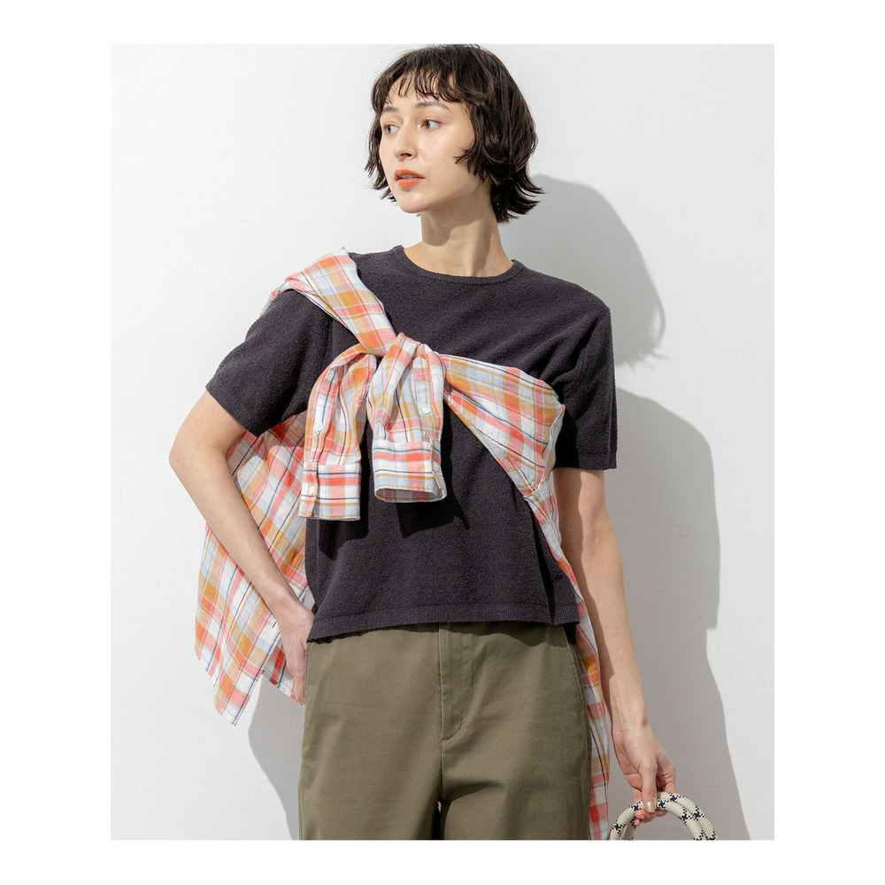 コットンナイロンミニブークレ ニットT