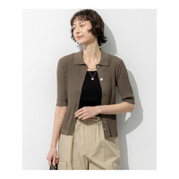 ワイドリブ 五分袖 ポロニット