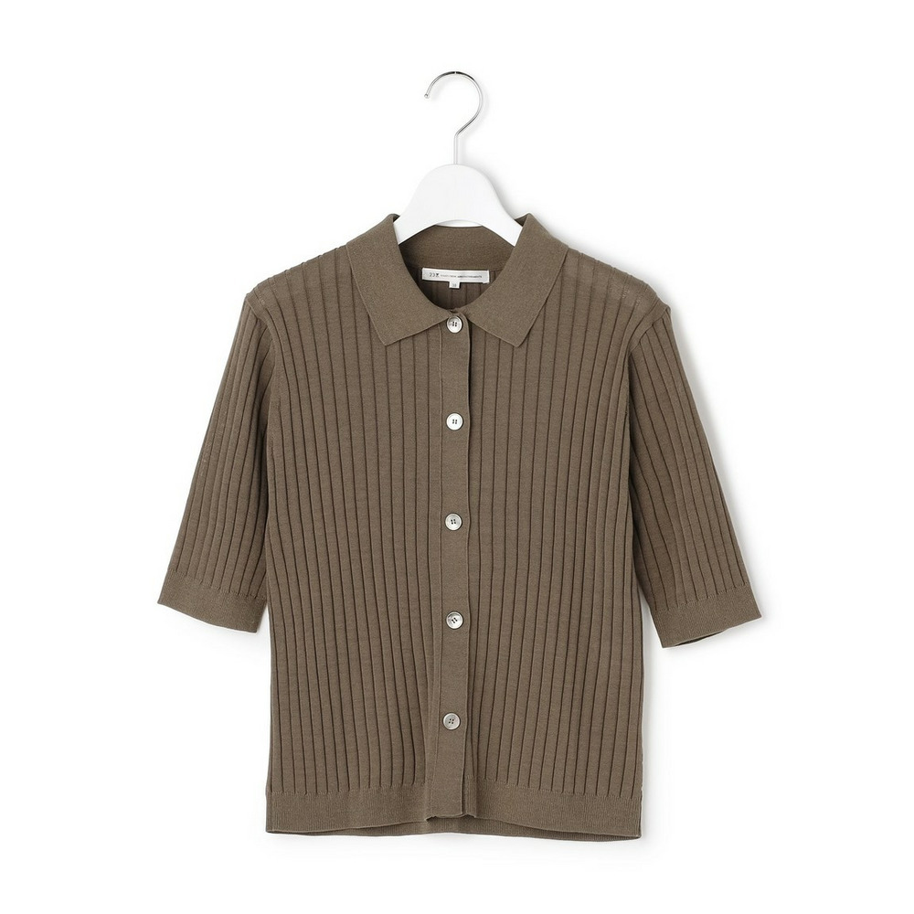 ワイドリブ 五分袖 ポロニット10