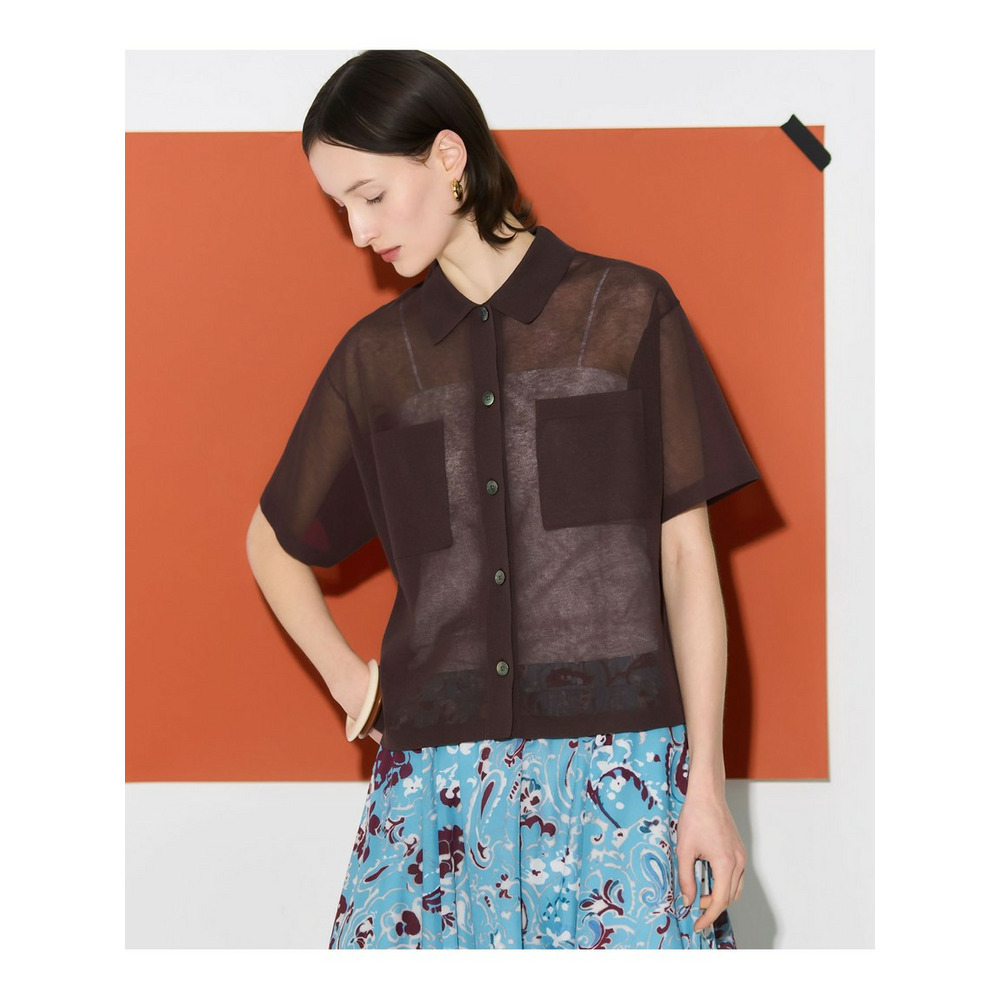 【見上愛さん着用/WEB&一部店舗限定カラーあり】シアー ポロニット