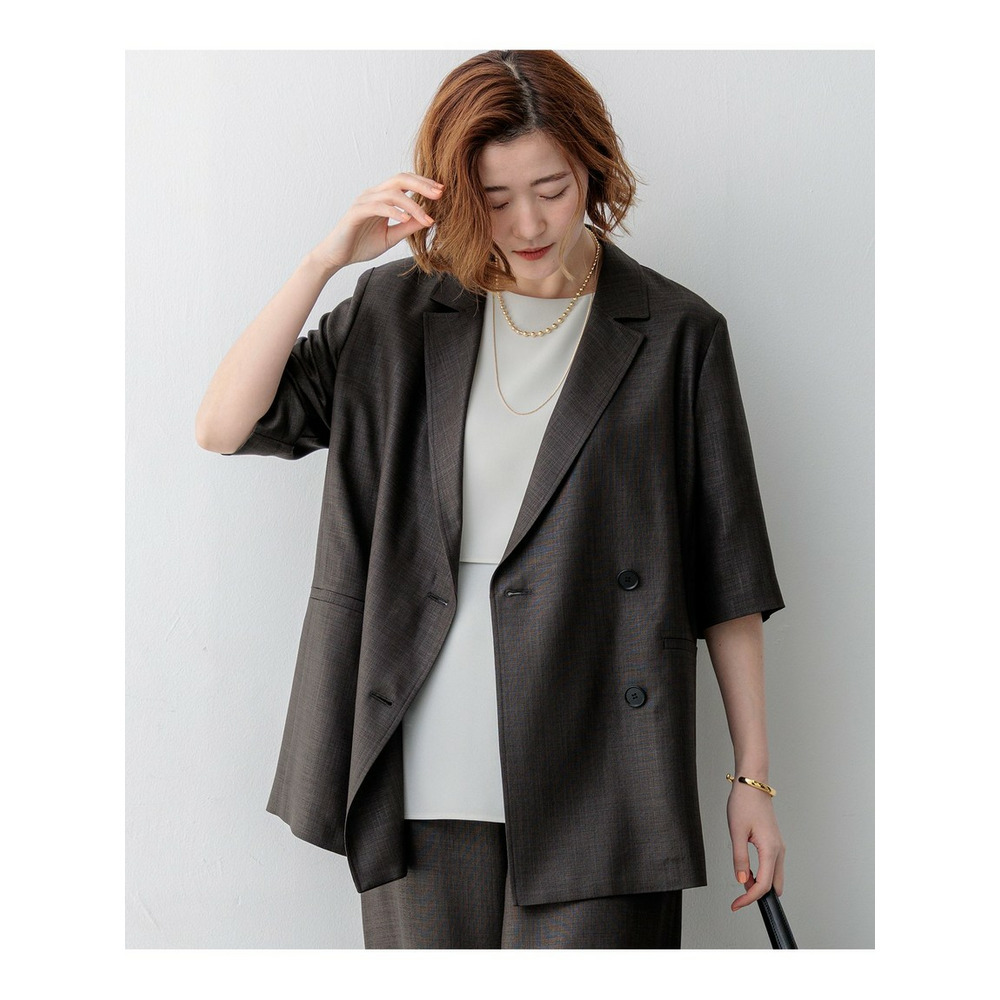 リネンライクグロッシー ハーフスリーブ ダブル ジャケット1