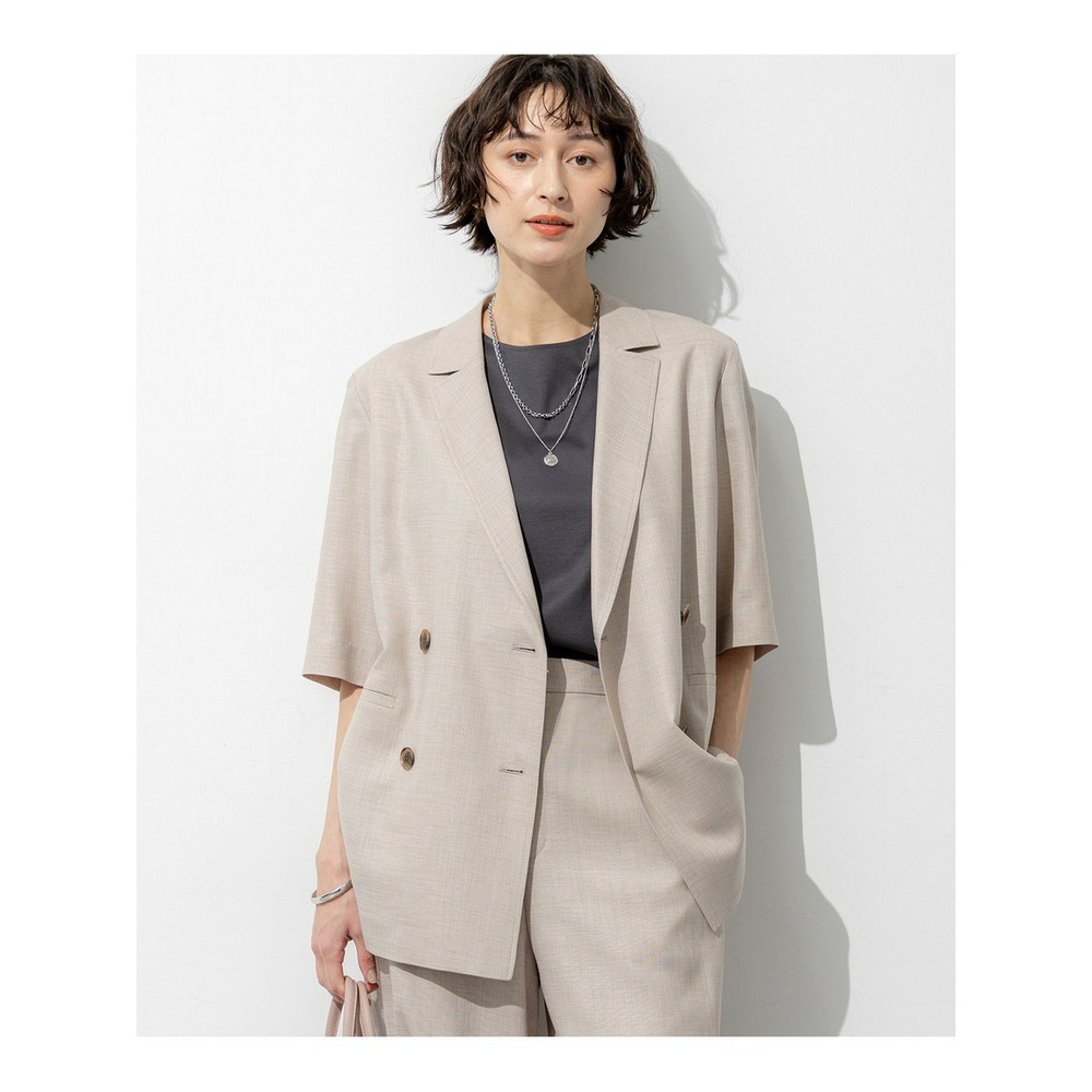 リネンライクグロッシー ハーフスリーブ ダブル ジャケット1
