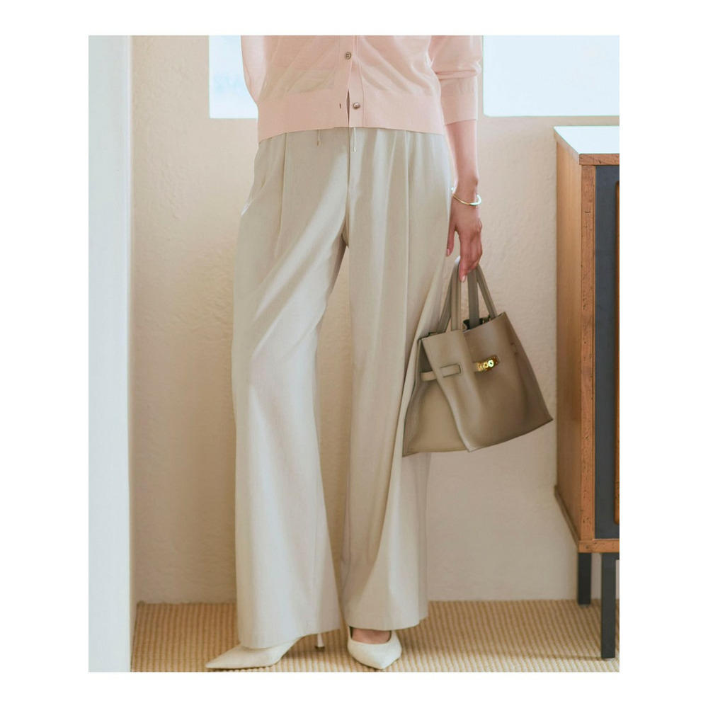 ナチュラルスラブストレッチ ワイドパンツ