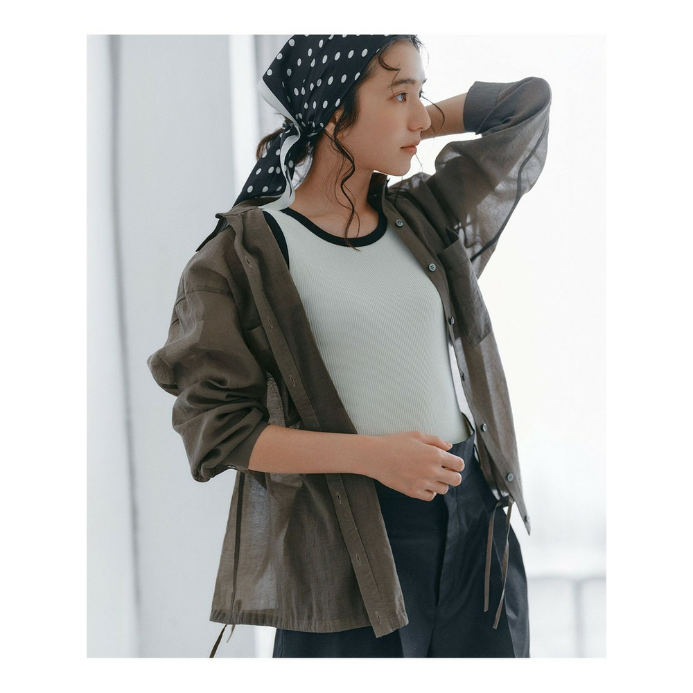 【見上愛さん着用】ナイロンコットンシアーボイル ドロストシャツ