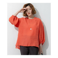 LIBECOリネン ボリュームスリーブ ブラウス