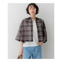 【見上愛さん着用】ハイツイストシアーチェック クロップド シャツ