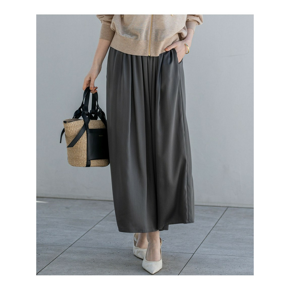 シルキーサテン ギャザースカート