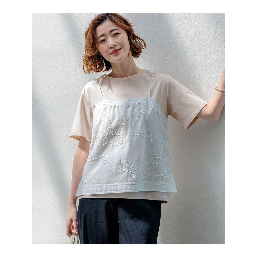 シアーエンブロイダリー キャミソール コンビ Tシャツ