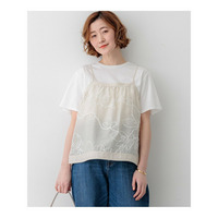 シアーエンブロイダリー キャミソール コンビ Tシャツ