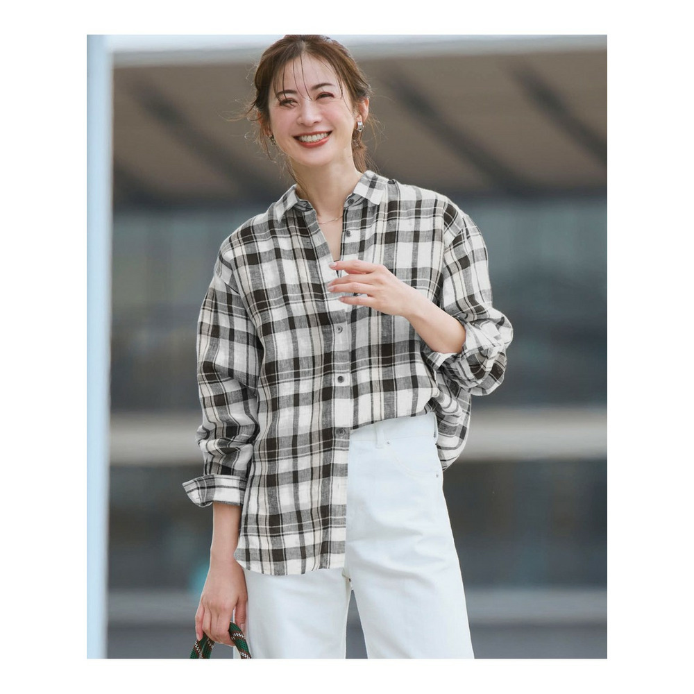 【見上愛さん着用】LIBECOリネン チェック シャツ